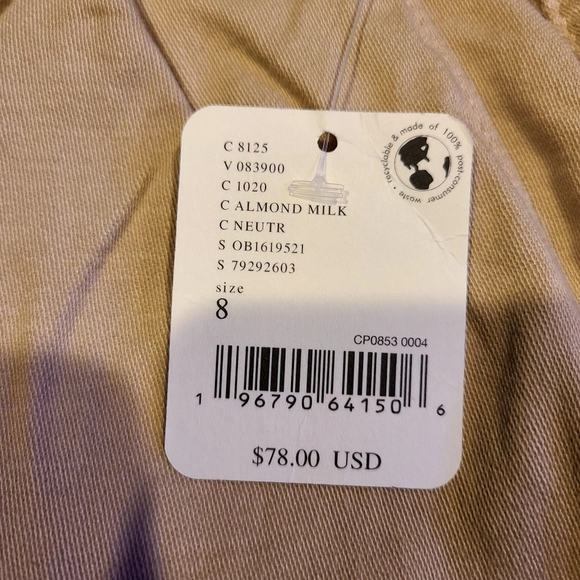 Free People Chino Shorts Almond Milk NWT - Picture 3 of 4